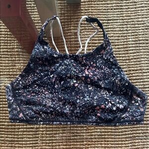 lululemon athletica Black and Pink Patterned Sports Bra